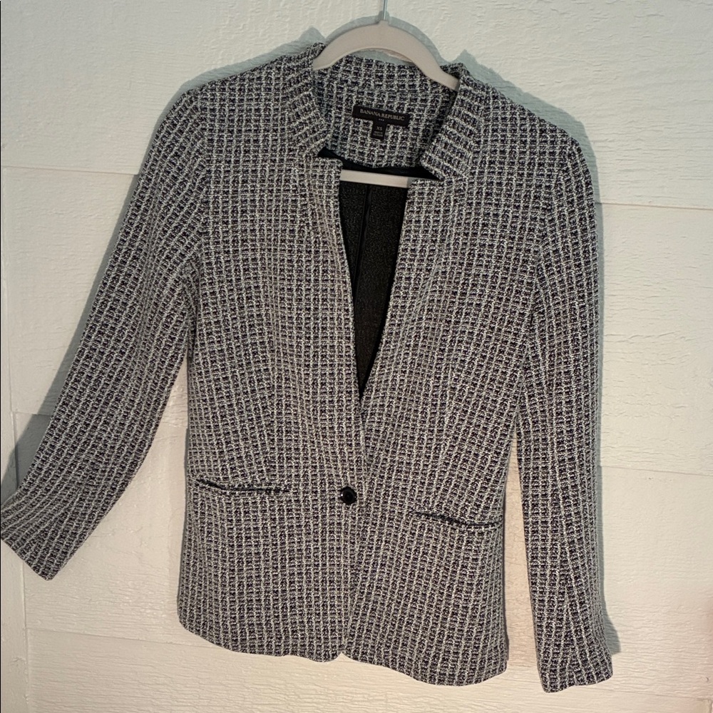 Banana Republic Monochrome Tweed Blazer